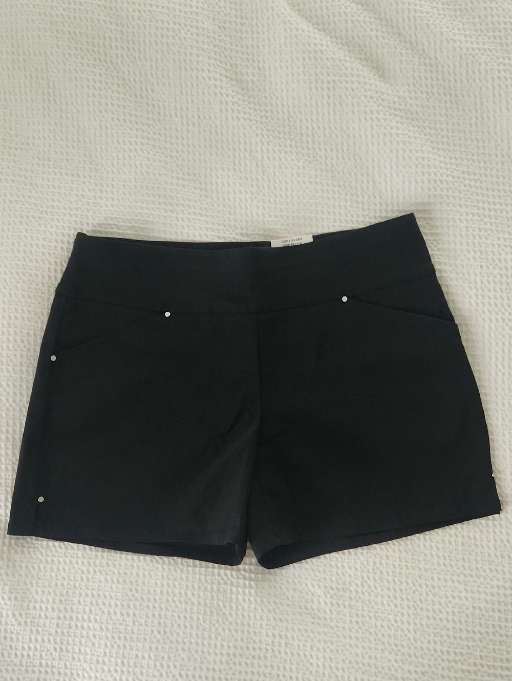 INC International Concepts Black High-Waist Stretch Shorts with Stud Accents